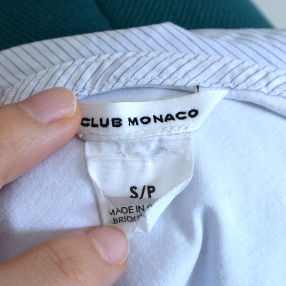 Club Monaco White and Blue Ruffled off the Shoulder Tank Top - Picture 6 of 6